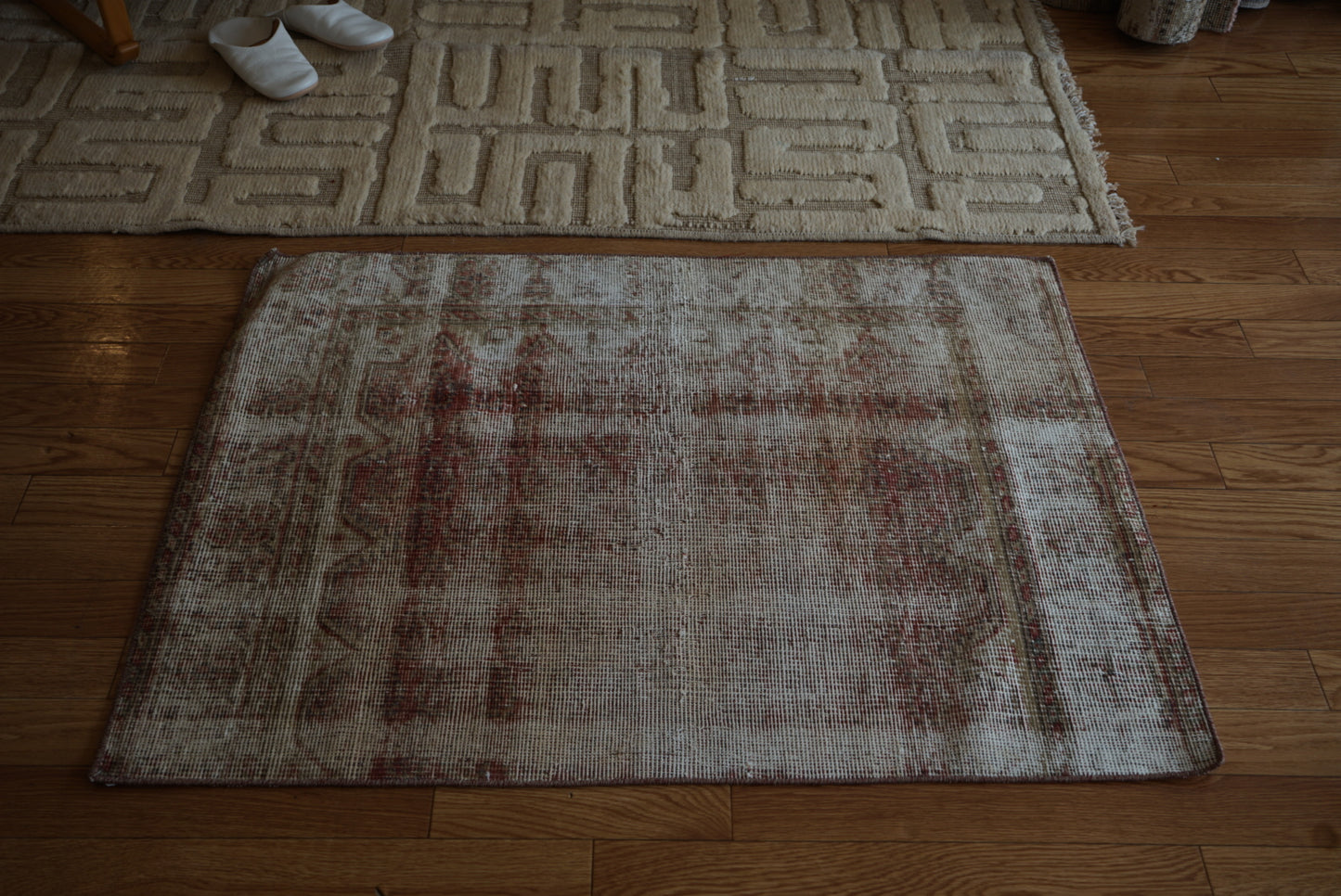 Türkiye Old Oushak Shabby Red 1970年代 110 × 80 cm No.TR25371