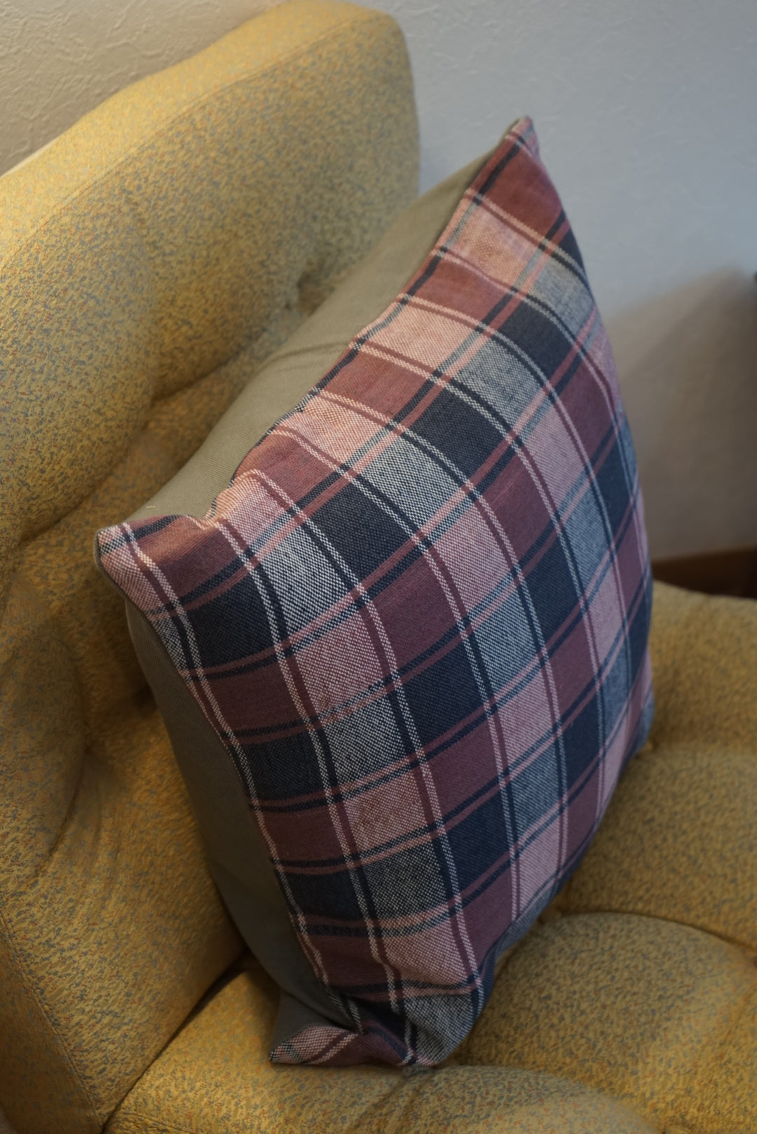 Türkiye Old Kilim Cushion Cover Checker Purple , White , Navy 51 × 50 cm No.TR25397