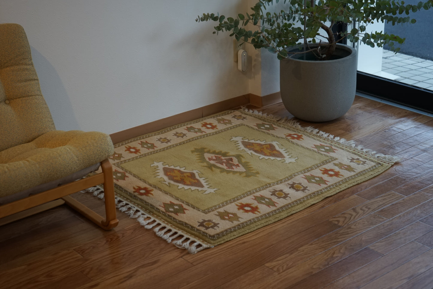 Türkiye Old Milas Square Yellow Beige 1950-1960年代 106 × 106 cm