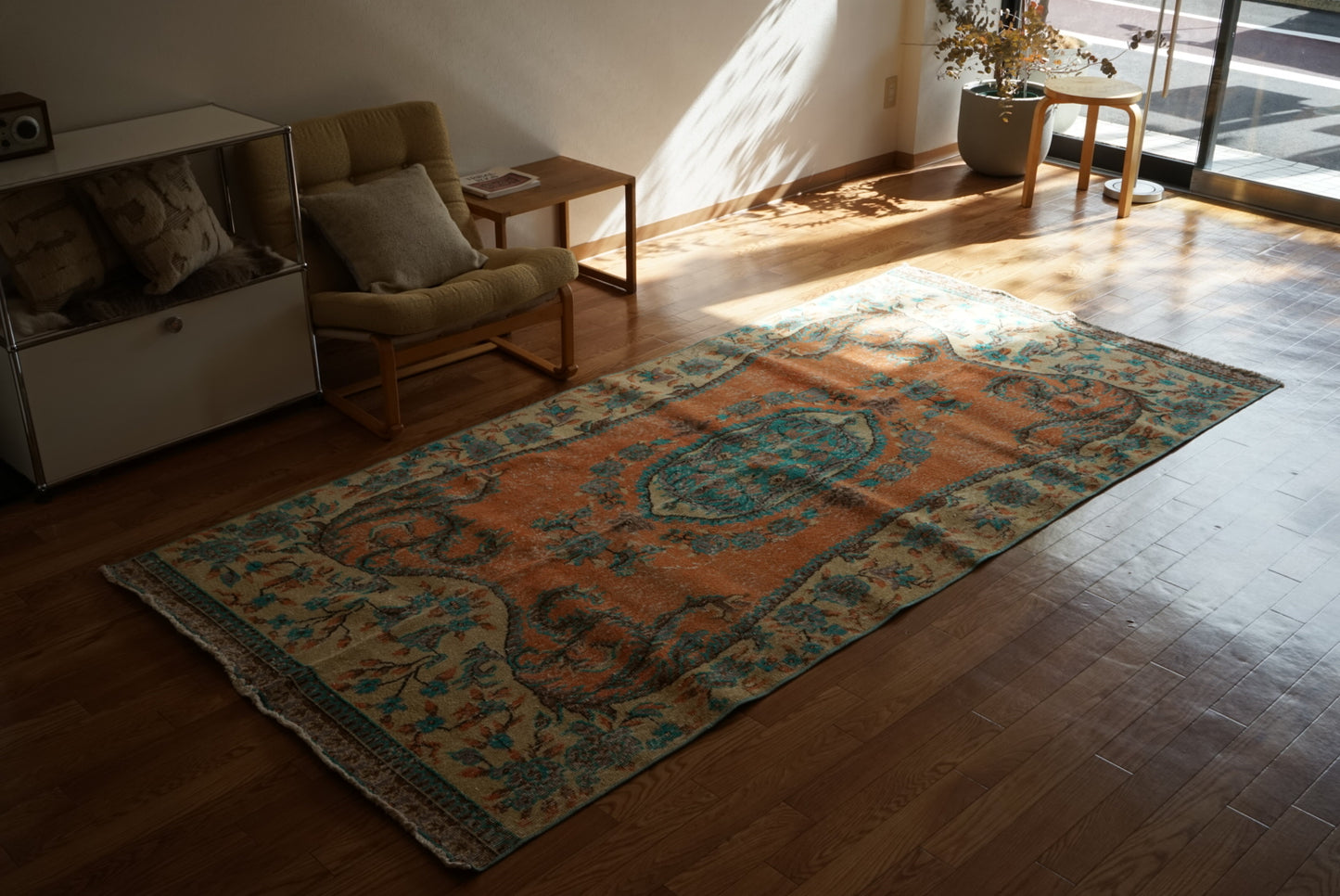 Türkiye Old Isparta Orange , Beige , Blue 1970年代 278 × 130.5 cm No.TR25503 / 国内送料無料