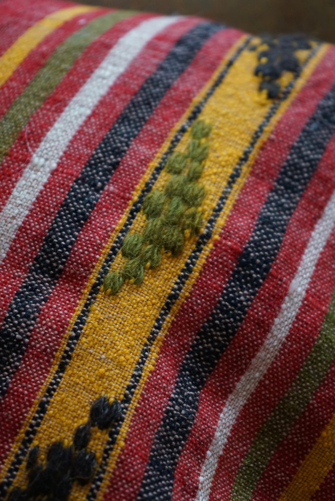Türkiye Old Kilim Cushion Cover Mix Color Stripe Tribal Design 45 × 45 cm No.TR25529 / 国内送料無料・羊毛手織りキリム