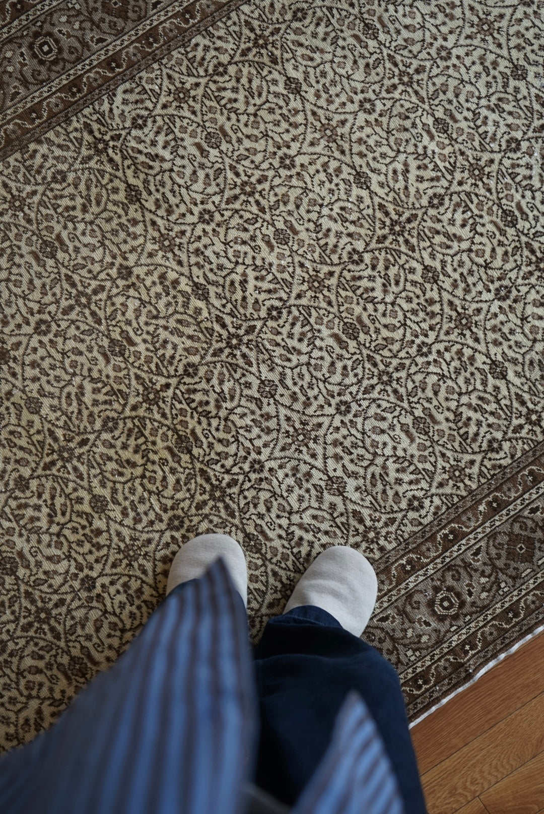 Türkiye Old Kayseri Beige , Brown Flower 1970年代 210 × 142 cm No.TR25388