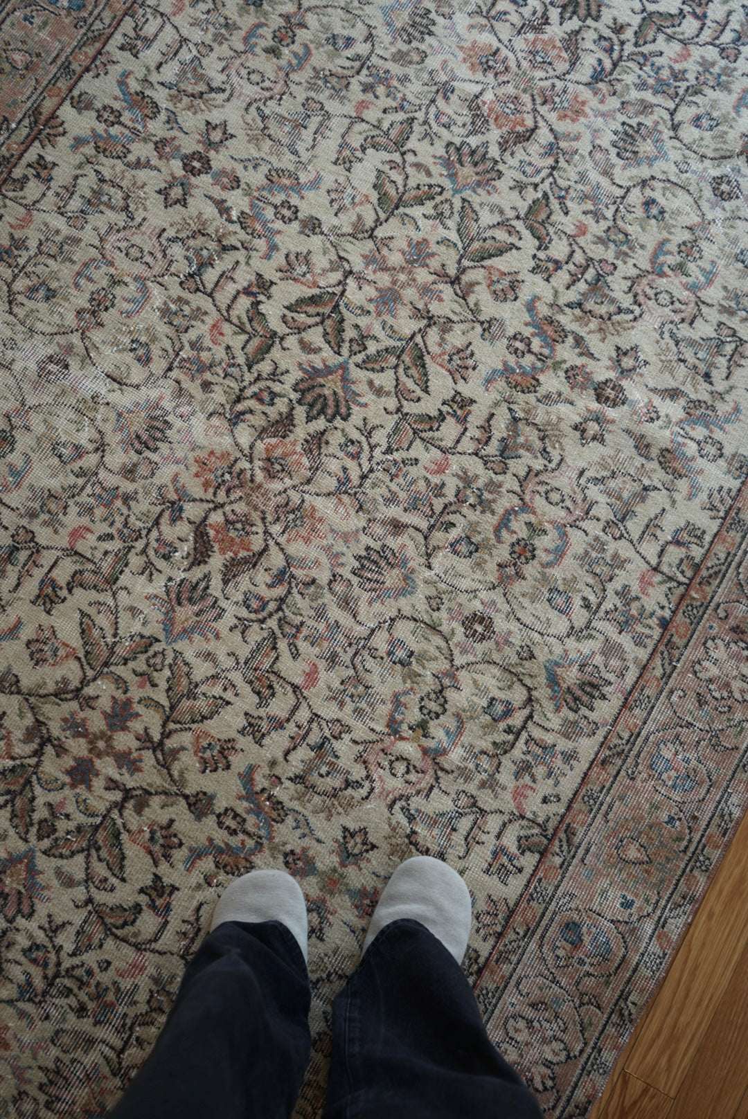 Türkiye Old Isparta Pink Beige Floral 1960年代 273 × 160 cm No.TR25381