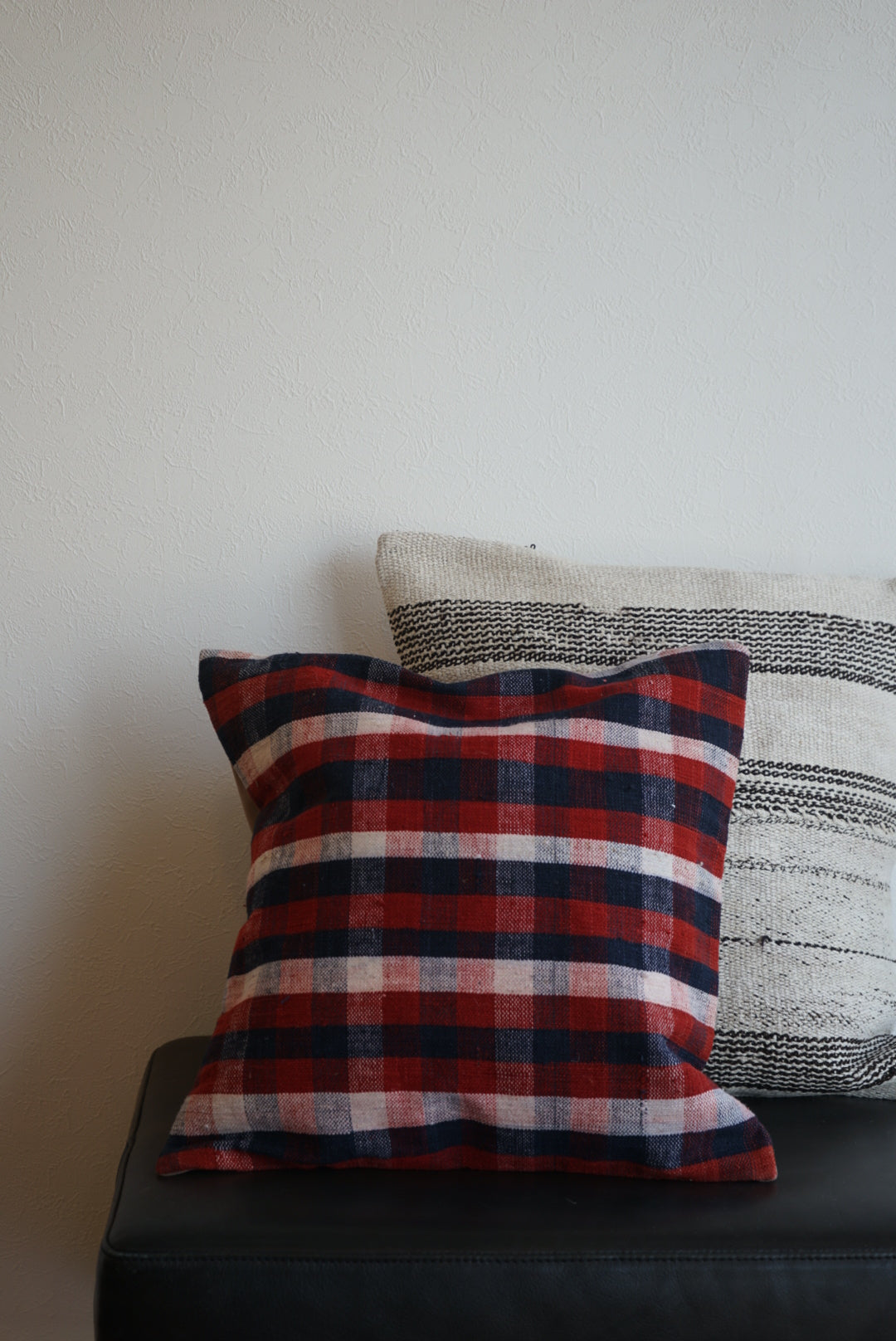 Türkiye Old Kilim Cushion Cover Checker Navy , Red , White 46 × 45 cm No.TR25395