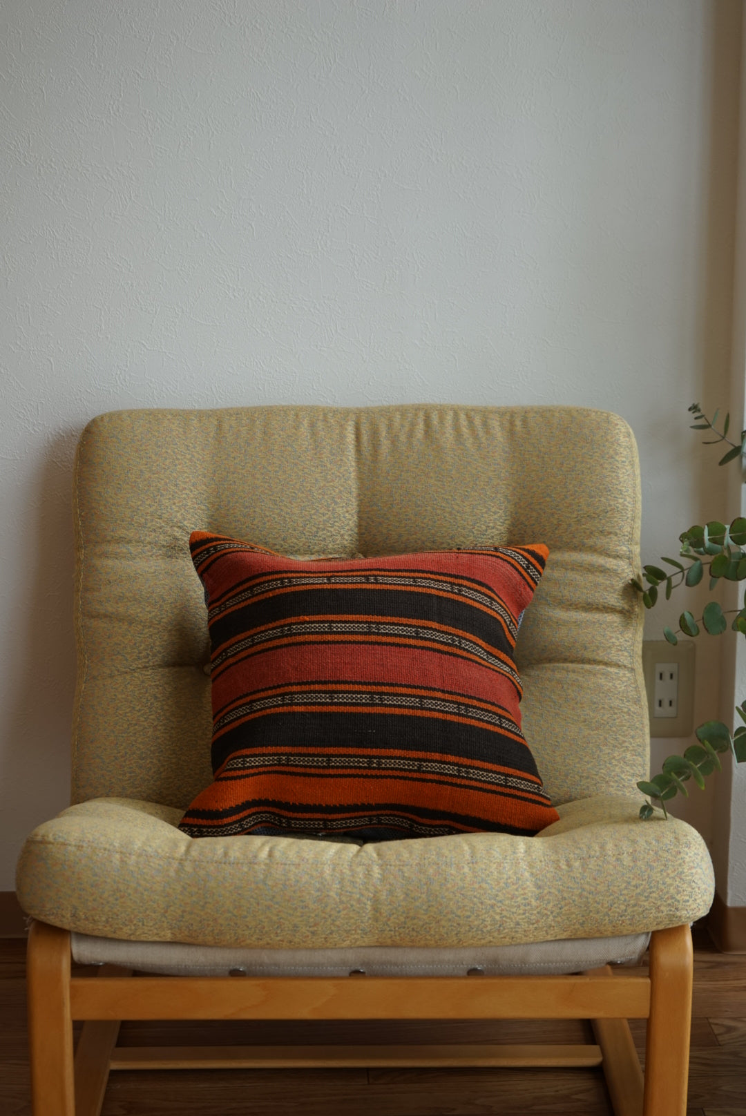 Türkiye Old Kilim Cushion Cover Stripe Red , Orange , Black 40 × 40 cm No.TR25440