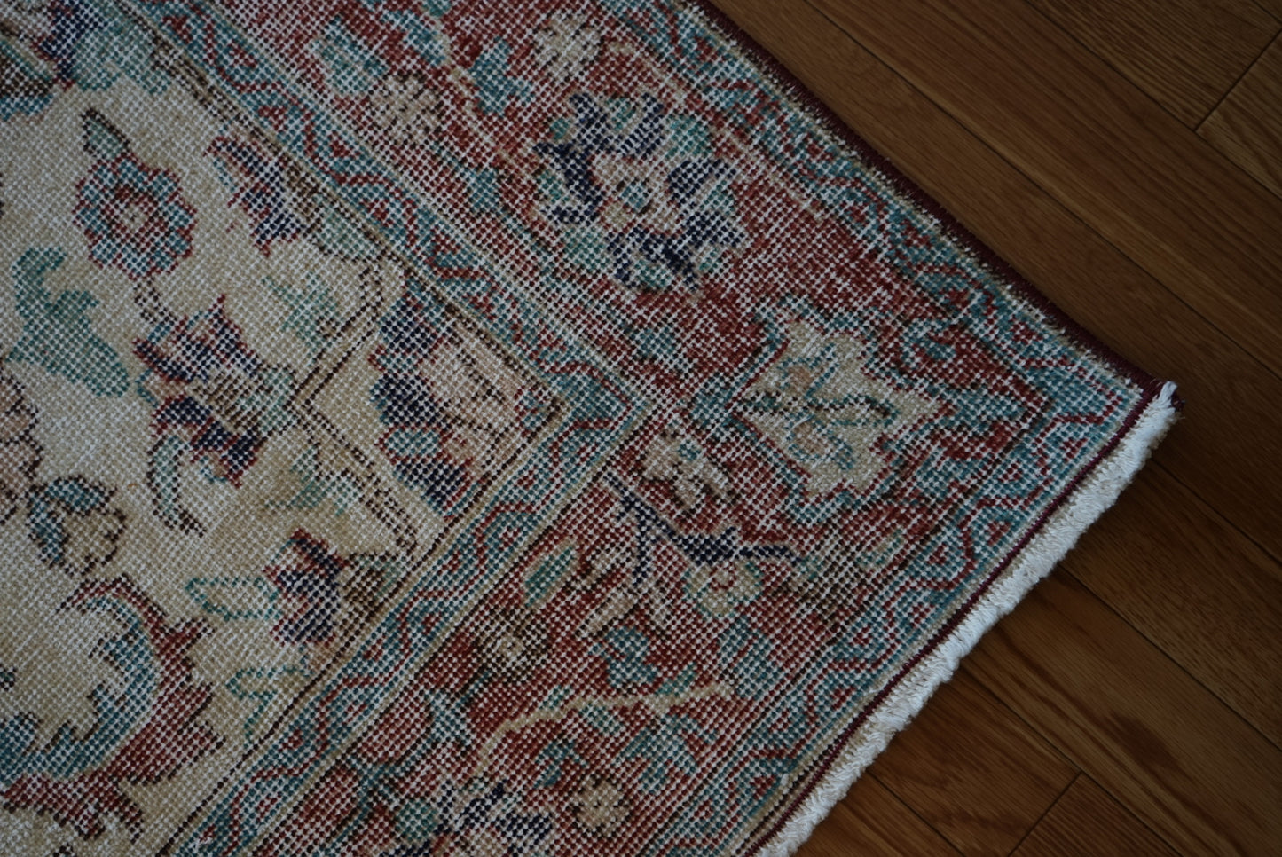 Türkiye Old Isparta Beige Cerulean Blue Floral 1970年代  303 × 160.5 cm No.TR25391