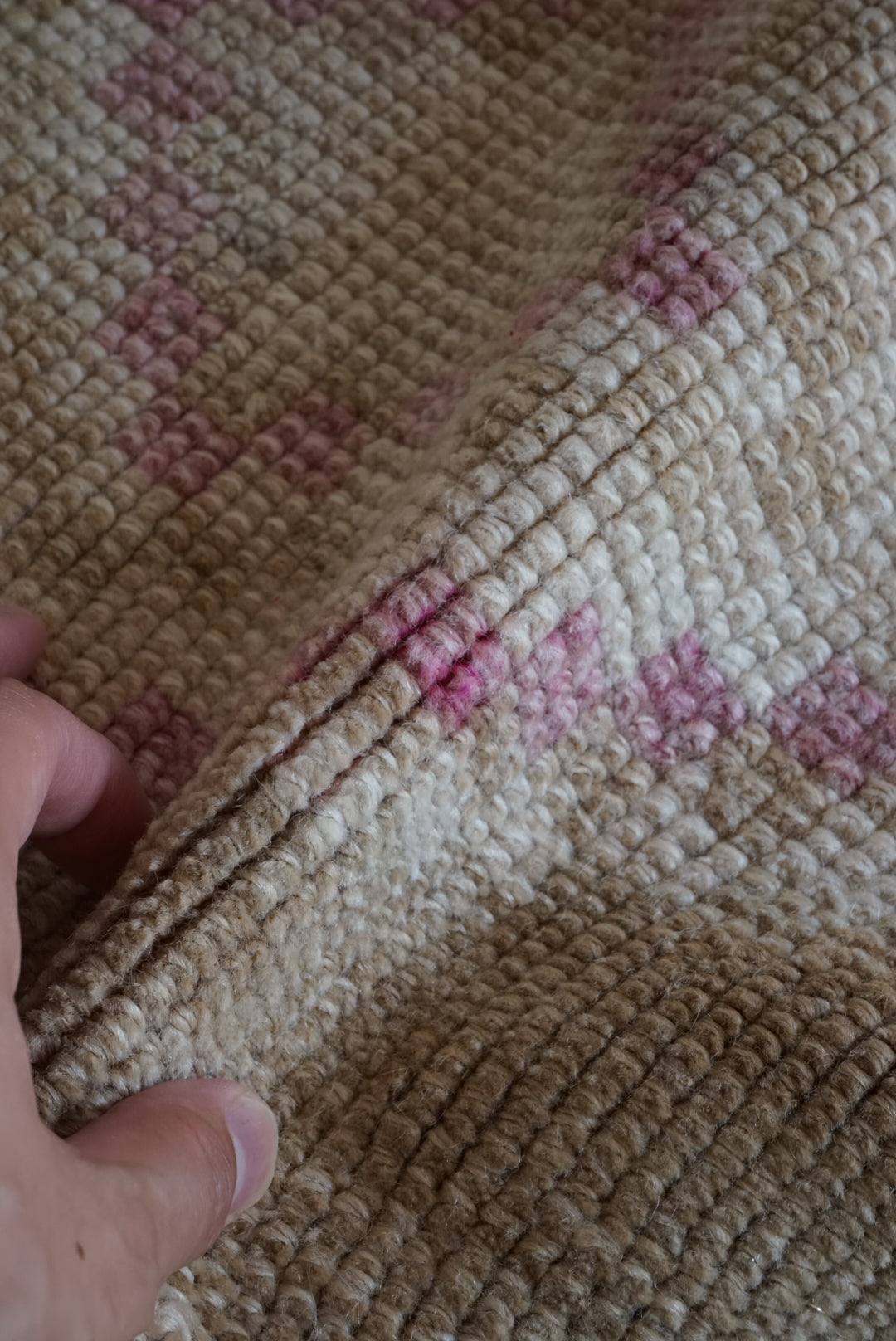Türkiye Old Oushak Beige , Pink Diamond 1970年代 89 × 57 cm No.TR25501 / 国内送料無料
