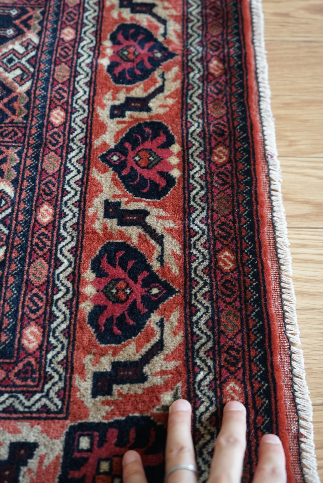 Afghanistan Vintage Turkmen Black , Rose Finequality 1990年代 192 × 151 cm No.AF2522