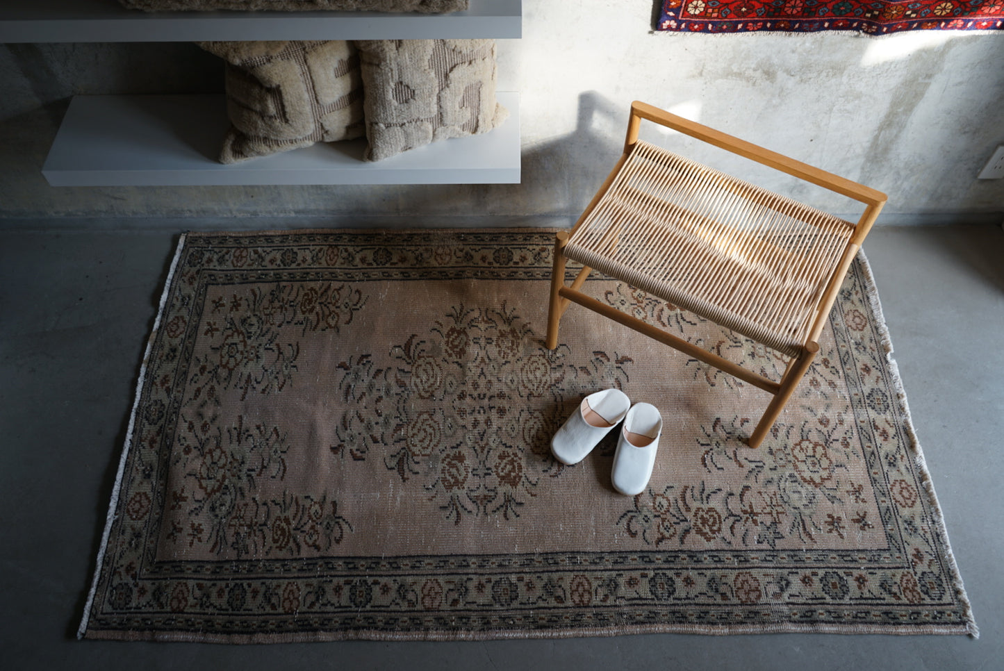 Türkiye Old Isparta Floral Rich Color Beige, Olive 1970年代 195 × 113 cm No.TR25259