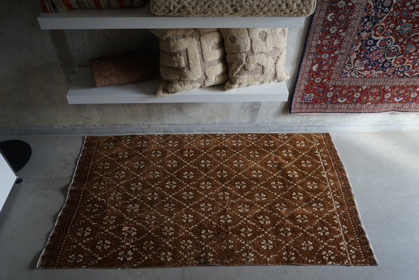 Türkiye Old Oushak Brown Patchwork 1980年代 158 × 87 cm No.TR25311