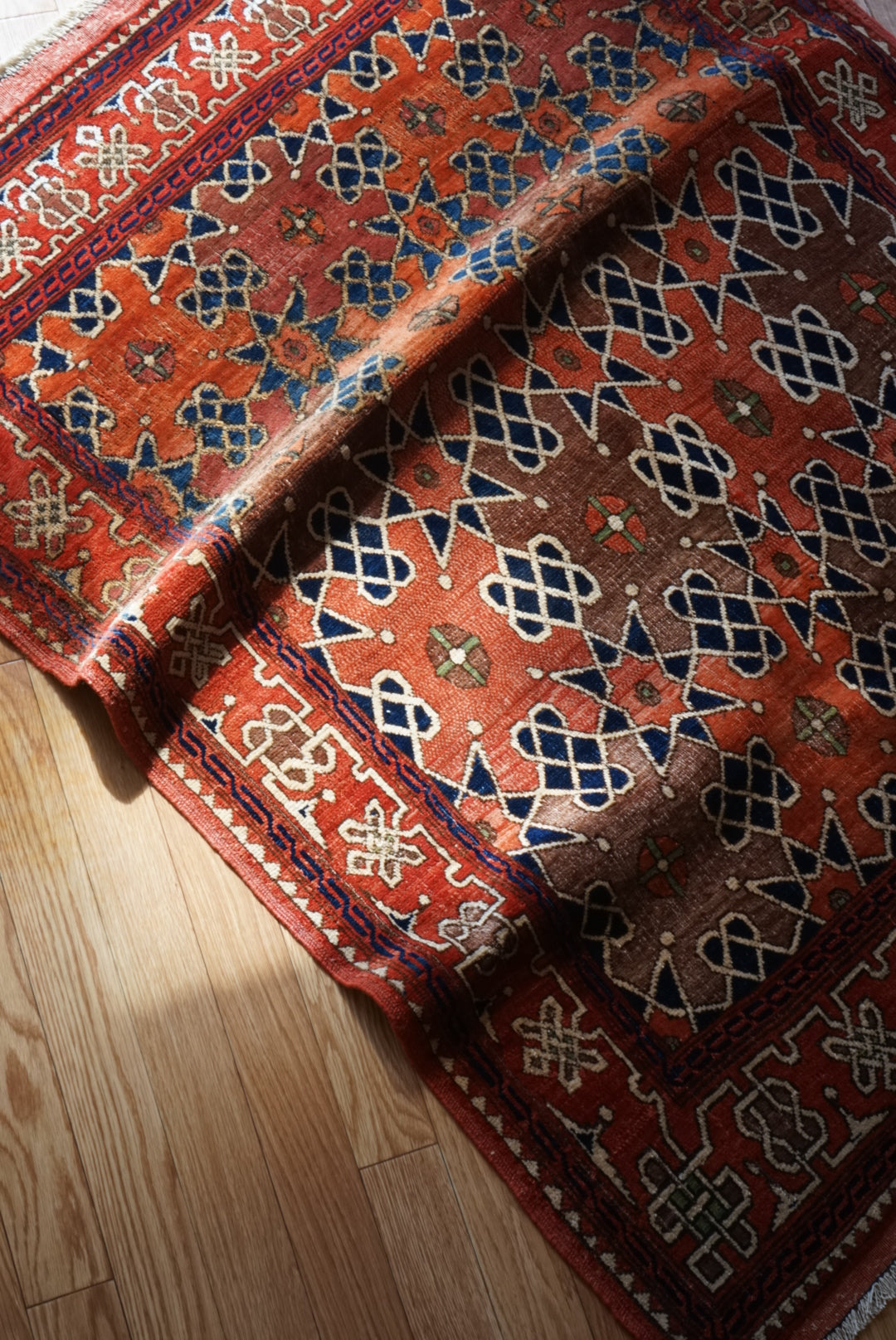 店頭販売 Afghanistan Vintage Baluch Orange Star 1980年代 153 × 124 cm  No.AF2531