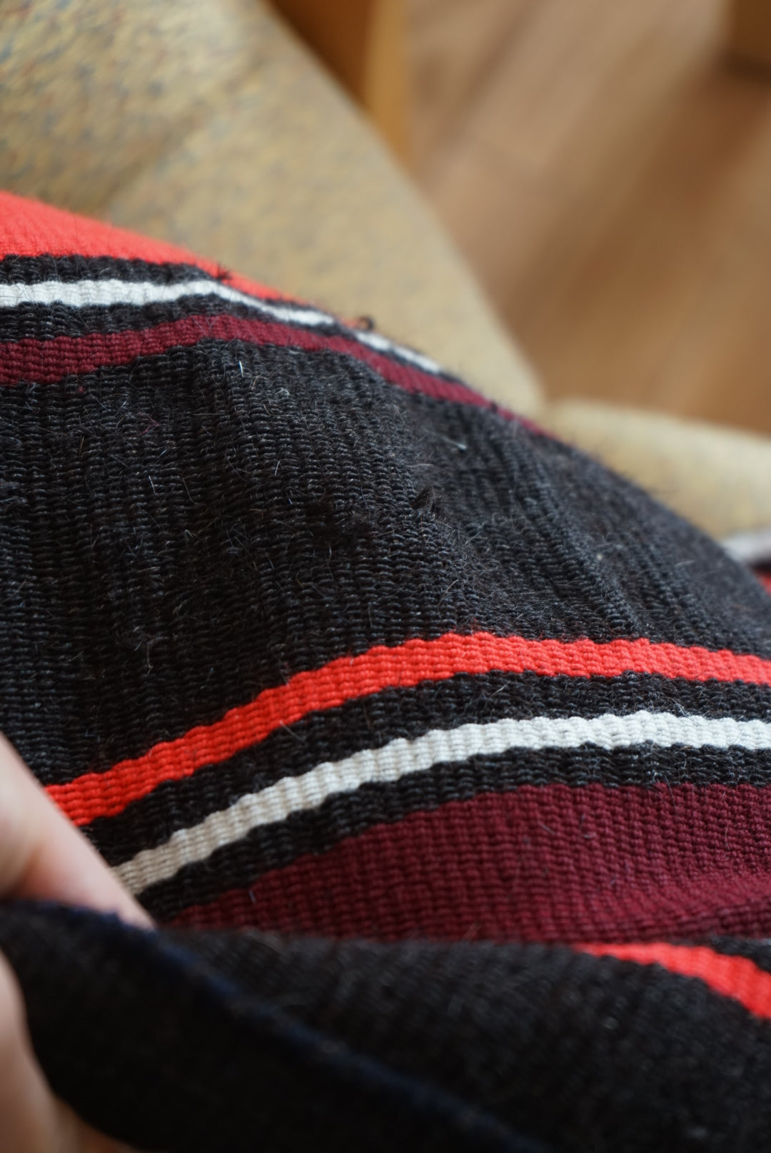 Türkiye Old Kilim Cushion Cover Black , Red 52 × 51 cm No.TR25433