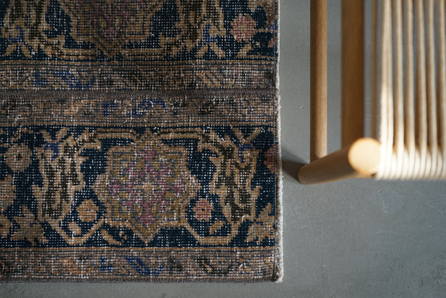 Türkiye Old Oushak Patchwork Indigo 66 × 54 cm No.TR25306