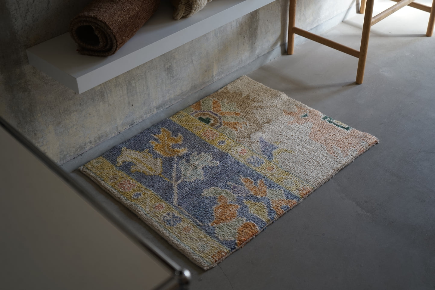 TURKEY VINTAGE SMALL RUG BEIGE FLOWER 85 × 66 cm No.TR25188