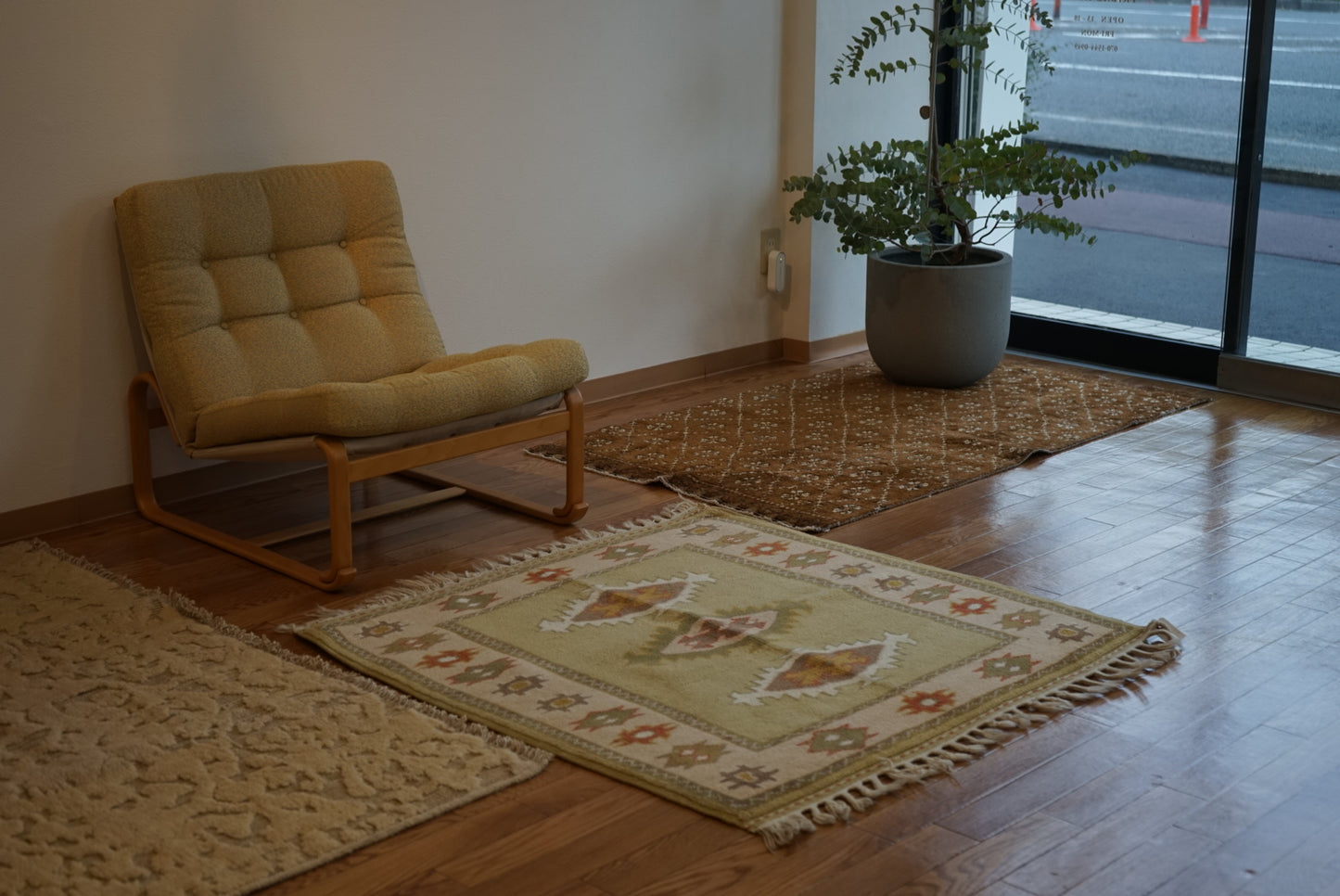 Türkiye Old Milas Square Yellow Beige 1950-1960年代 106 × 106 cm