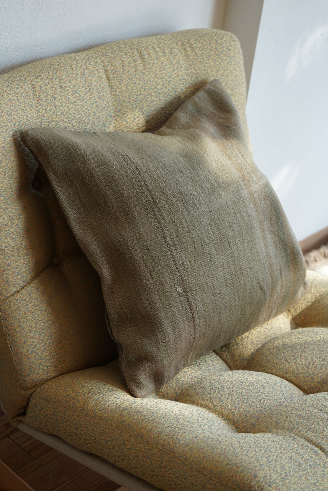 Türkiye Old Kilim Cushion Cover Sage Green Stripe Design 46 × 45 cm No.TR25562 / 送料無料・羊毛手織りキリム