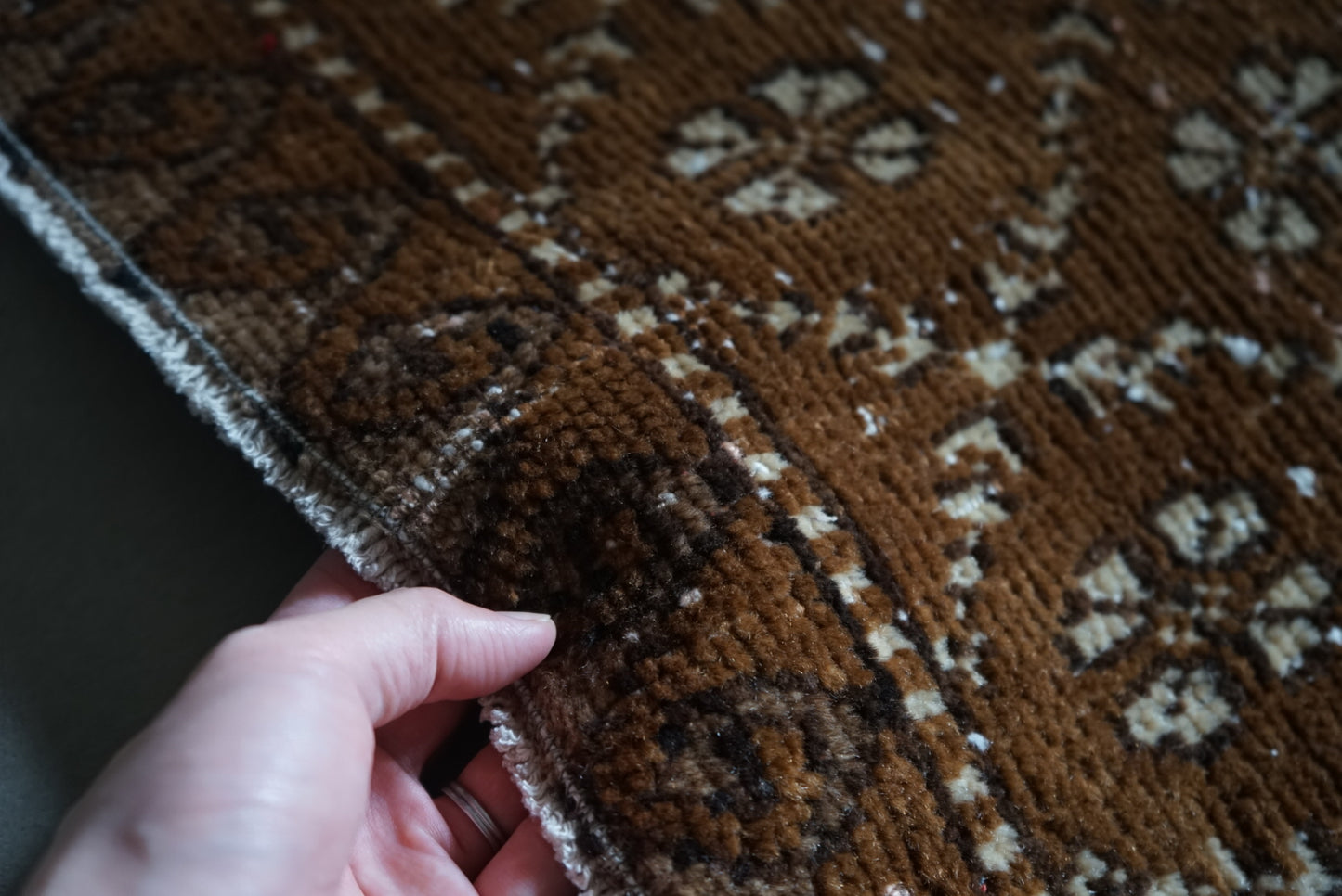 Türkiye Old Oushak Brown Patchwork 1980年代 158 × 87 cm No.TR25311