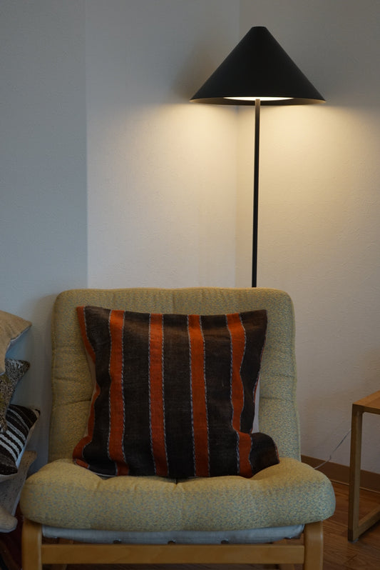 Türkiye Old Kilim Cushion Cover Brown , Orange Stripe Design 51 × 49 cm No.TR25568 / 送料無料・羊毛手織りキリム