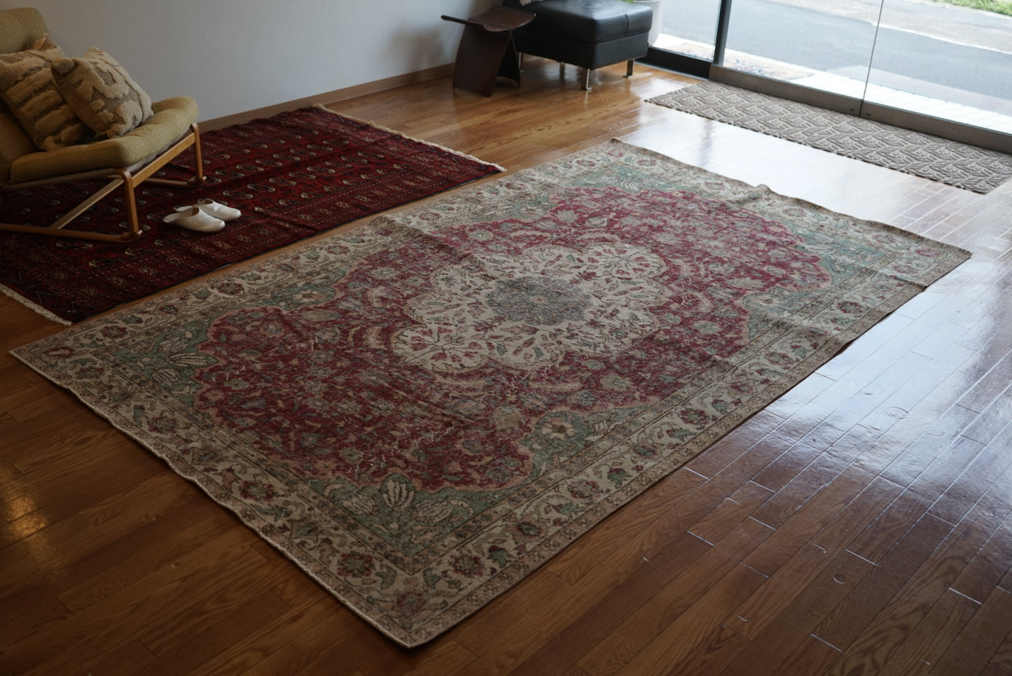 Türkiye Old Isparta Medallion Red , Green 1960年代 283 × 172 cm No.TR25383