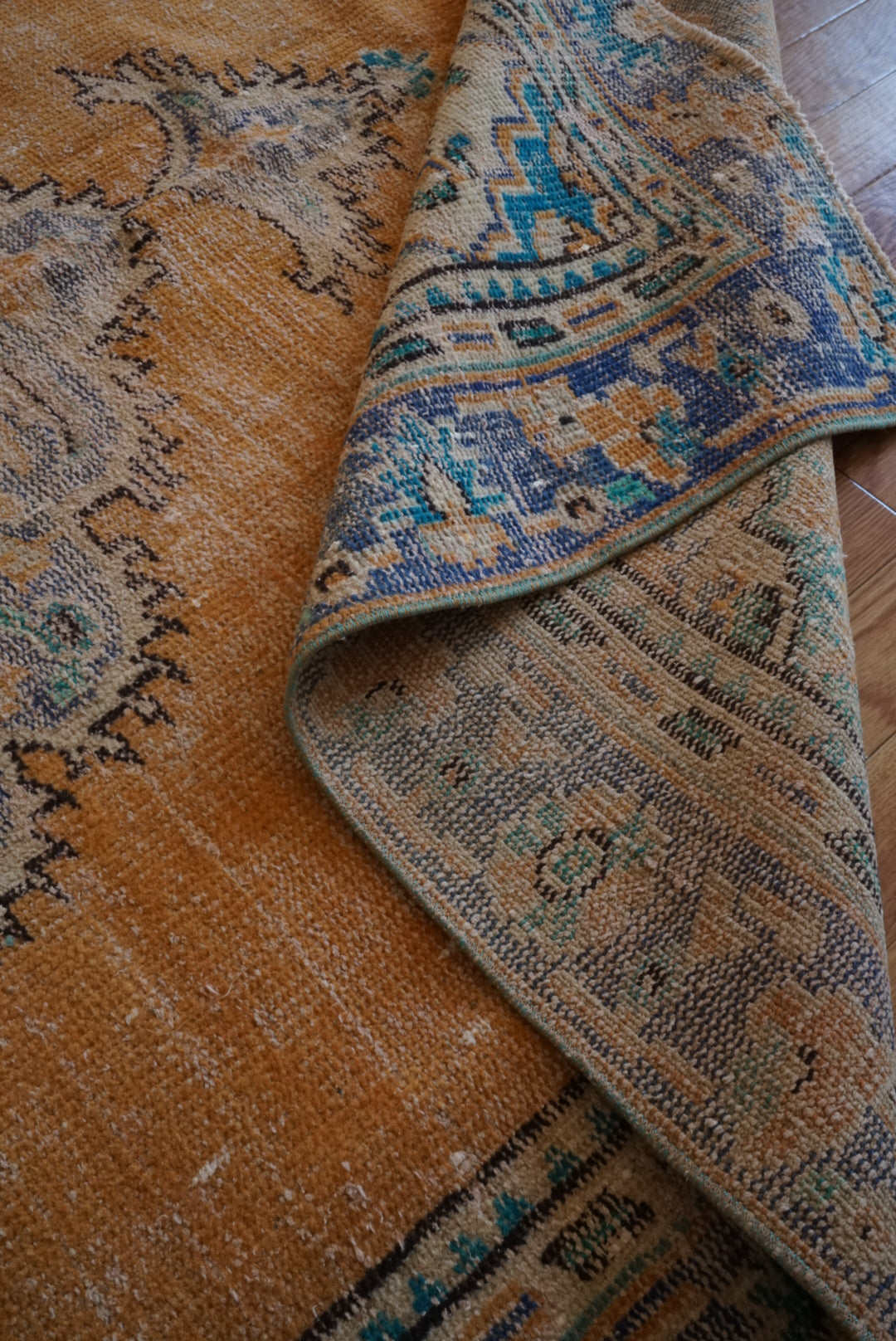 Türkiye Old Isparta Medallion Orange , Blue 1960年代 256 × 169.5 cm No.TR25469