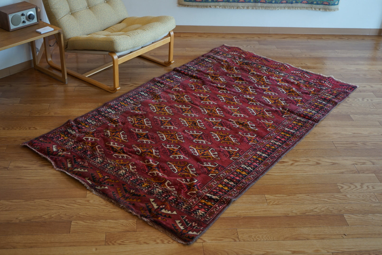 Afghanistan Old Turkmen Yamut Wine Red 1960年代 195 × 112 cm  No.AF2539 / 国内送料無料・羊毛手織り絨毯