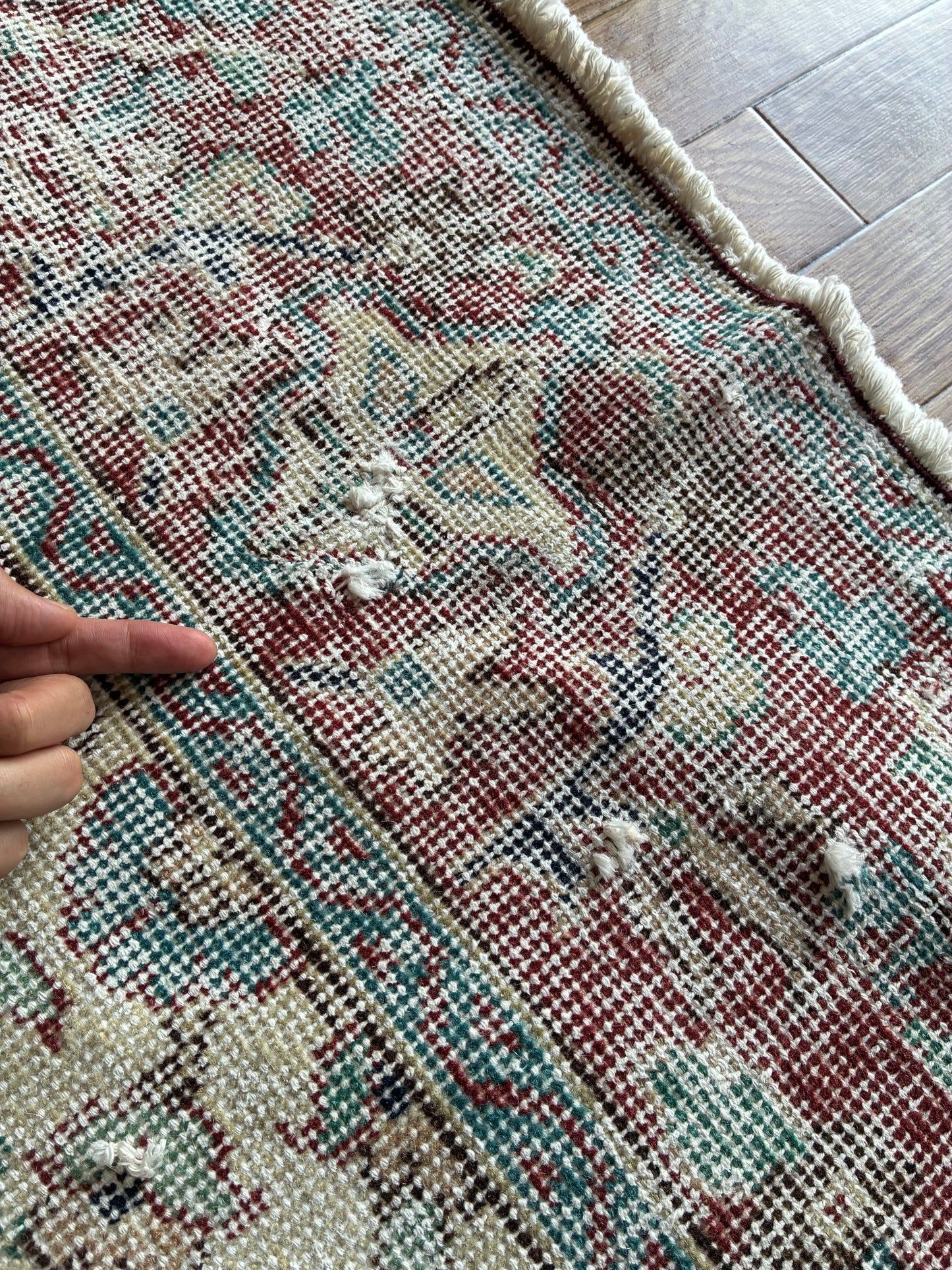 Türkiye Old Isparta Beige Cerulean Blue Floral 1970年代  303 × 160.5 cm No.TR25391