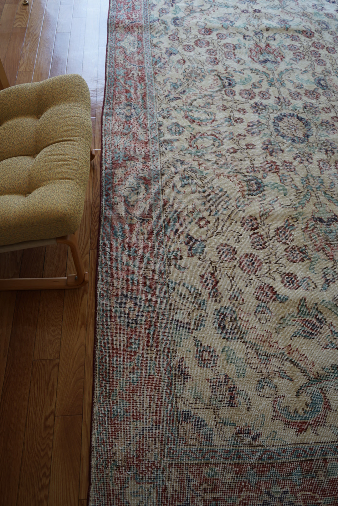 Türkiye Old Isparta Beige Cerulean Blue Floral 1970年代  303 × 160.5 cm No.TR25391