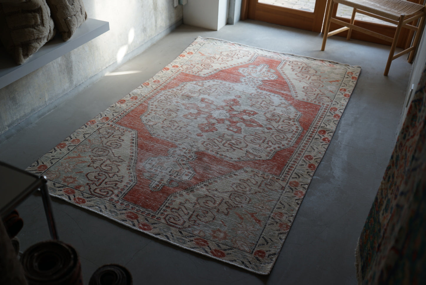 Türkiye Old Avanos Orange , Sage green 1970年代 214 × 132 cm No.TR25262