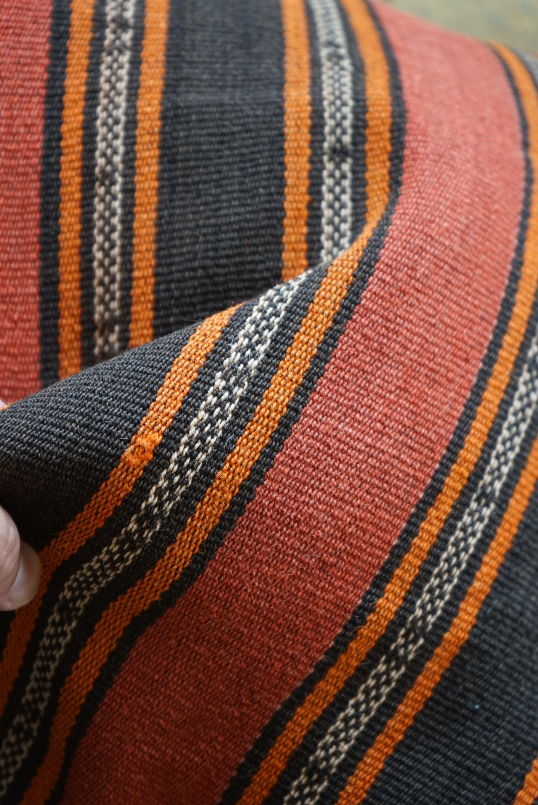 Türkiye Old Kilim Cushion Cover Stripe Red , Orange , Black 40 × 40 cm No.TR25440