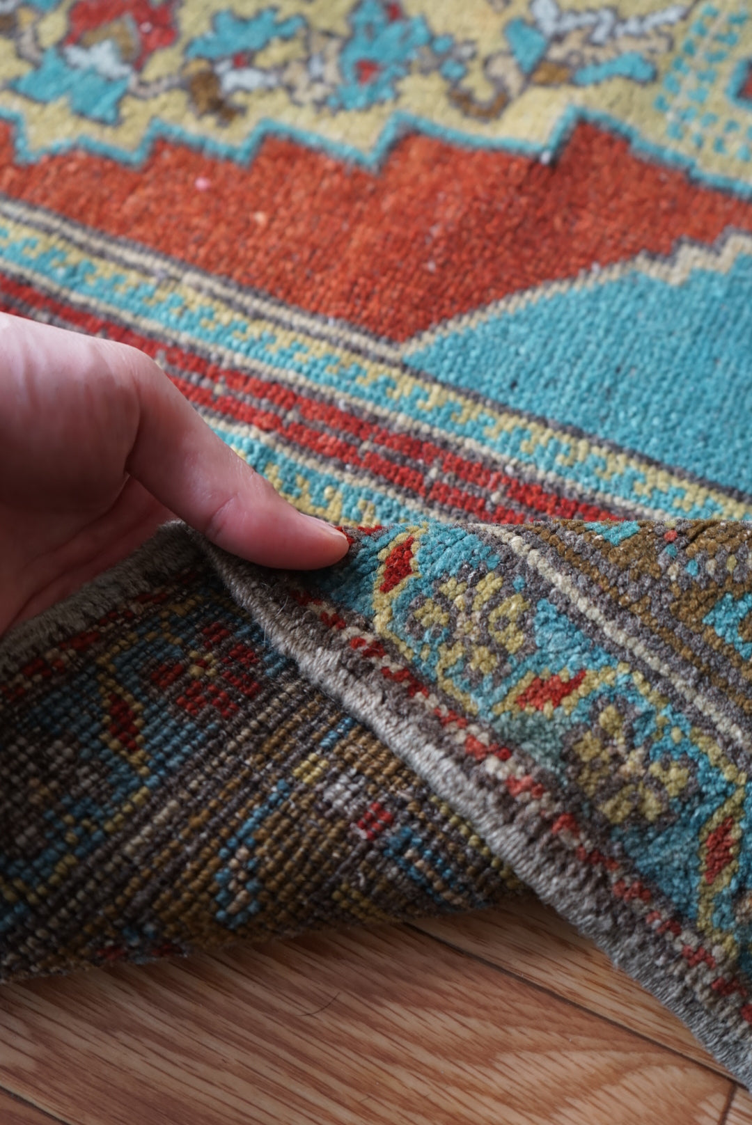 Türkiye Old Oushak Shabby Turquoise Medallion 162 × 109 cm No.TR25333