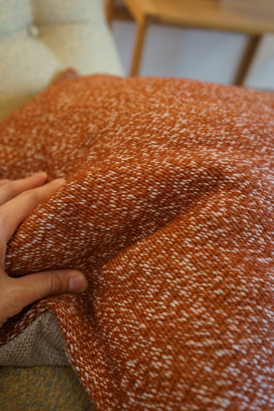 Türkiye Old Kilim Cushion Cover Brick Red 44 × 44 cm No.TR25571 / 送料無料・羊毛手織りキリム
