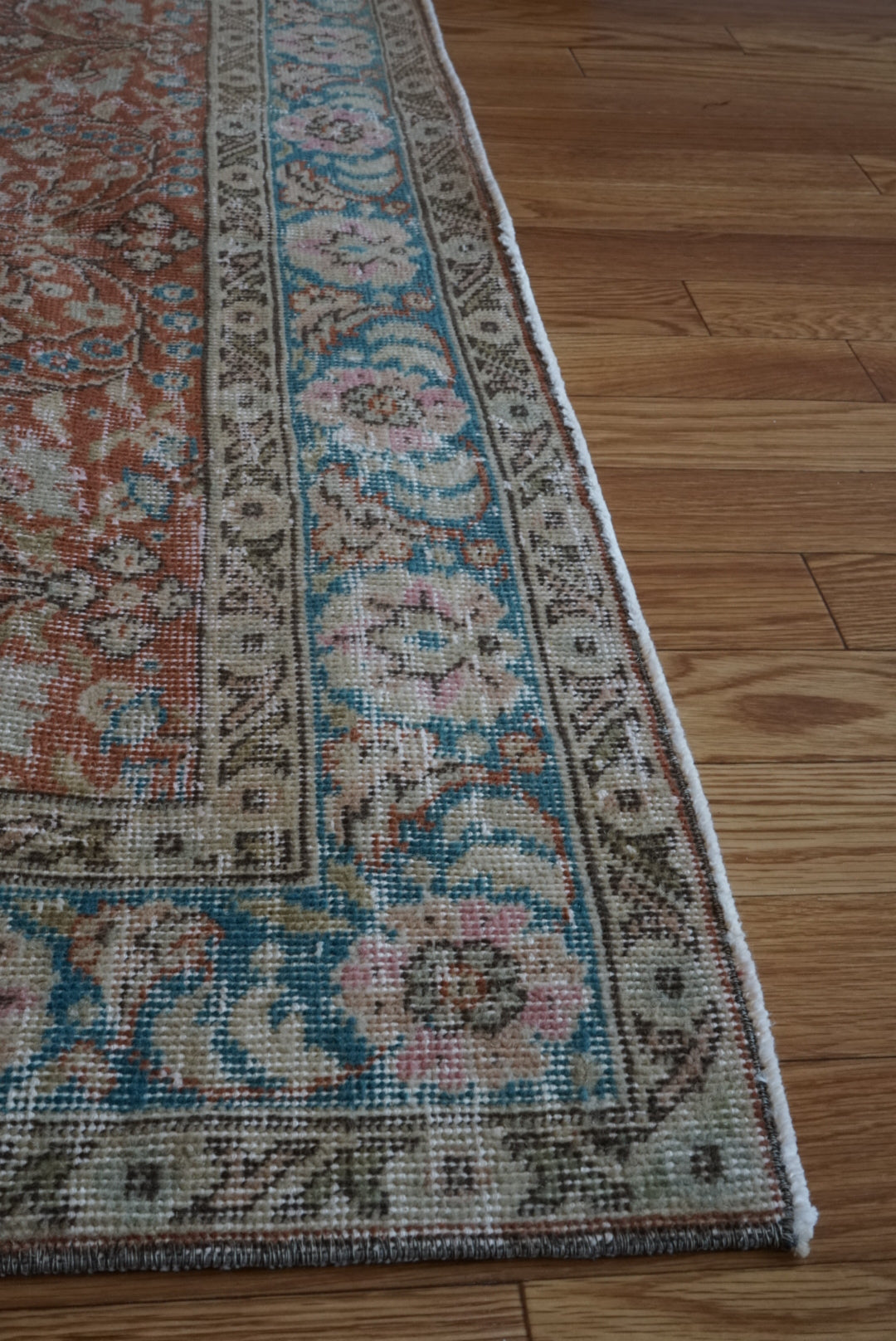 Türkiye Old Isparta Red , Turquoise Blue Floral 1970年代 242 × 137.5 cm No.TR25439