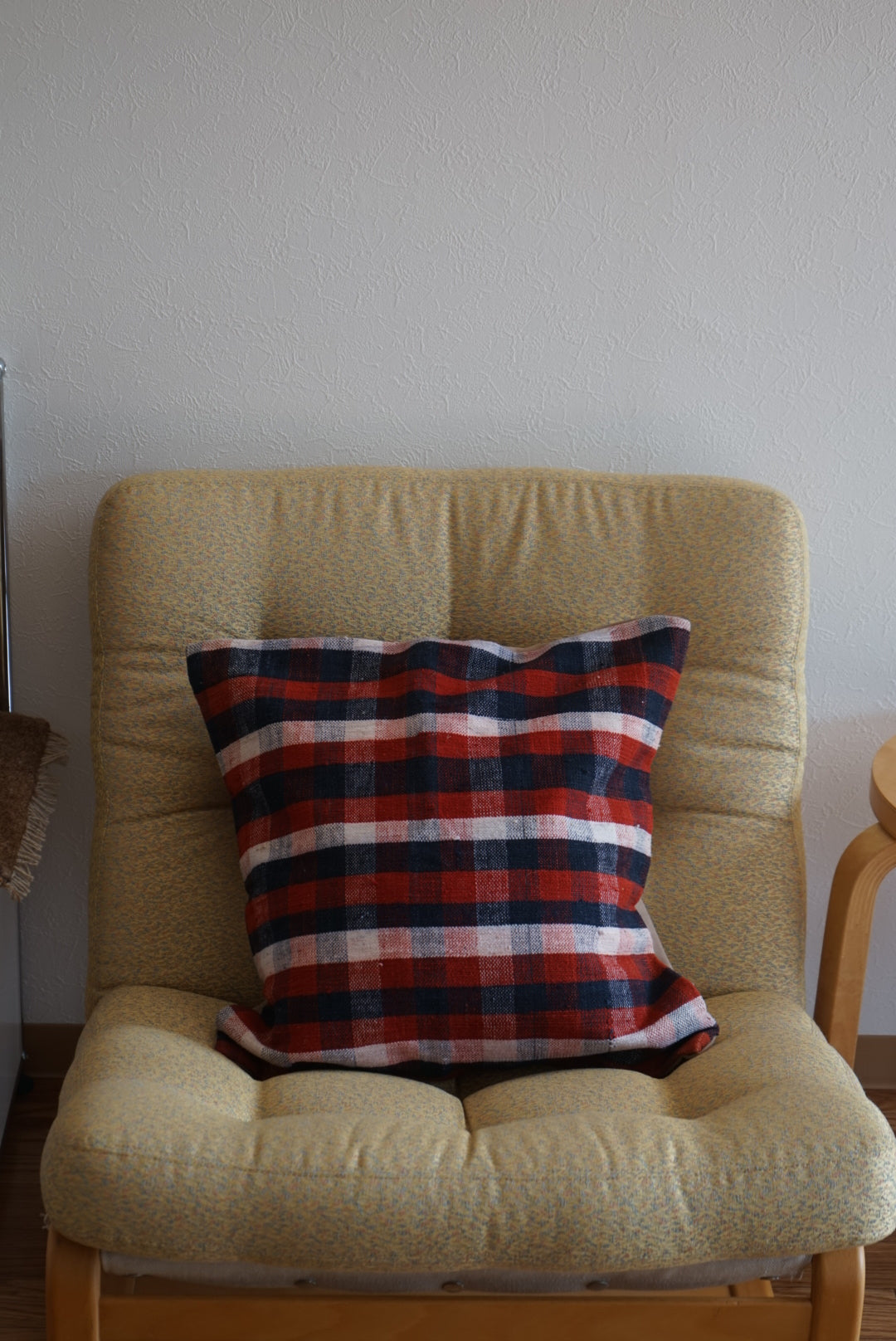 Türkiye Old Kilim Cushion Cover Checker Navy , Red , White 46 × 45 cm No.TR25395