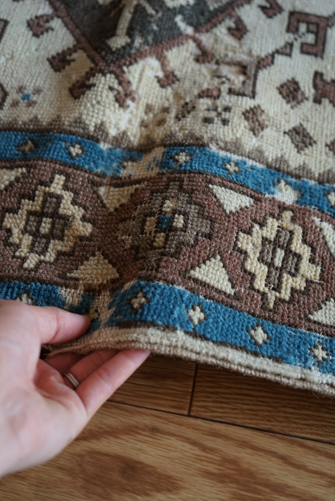 Türkiye Old Oushak Shabby Beige 1960年代 197 × 97 cm No.TR25341