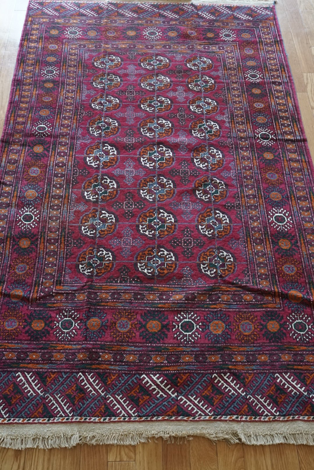 店頭販売 Afghanistan Old Turkmen Cassis 1970年代 210 × 123.5 cm  No.AF2537 / 国内送料無料・羊毛手織り絨毯
