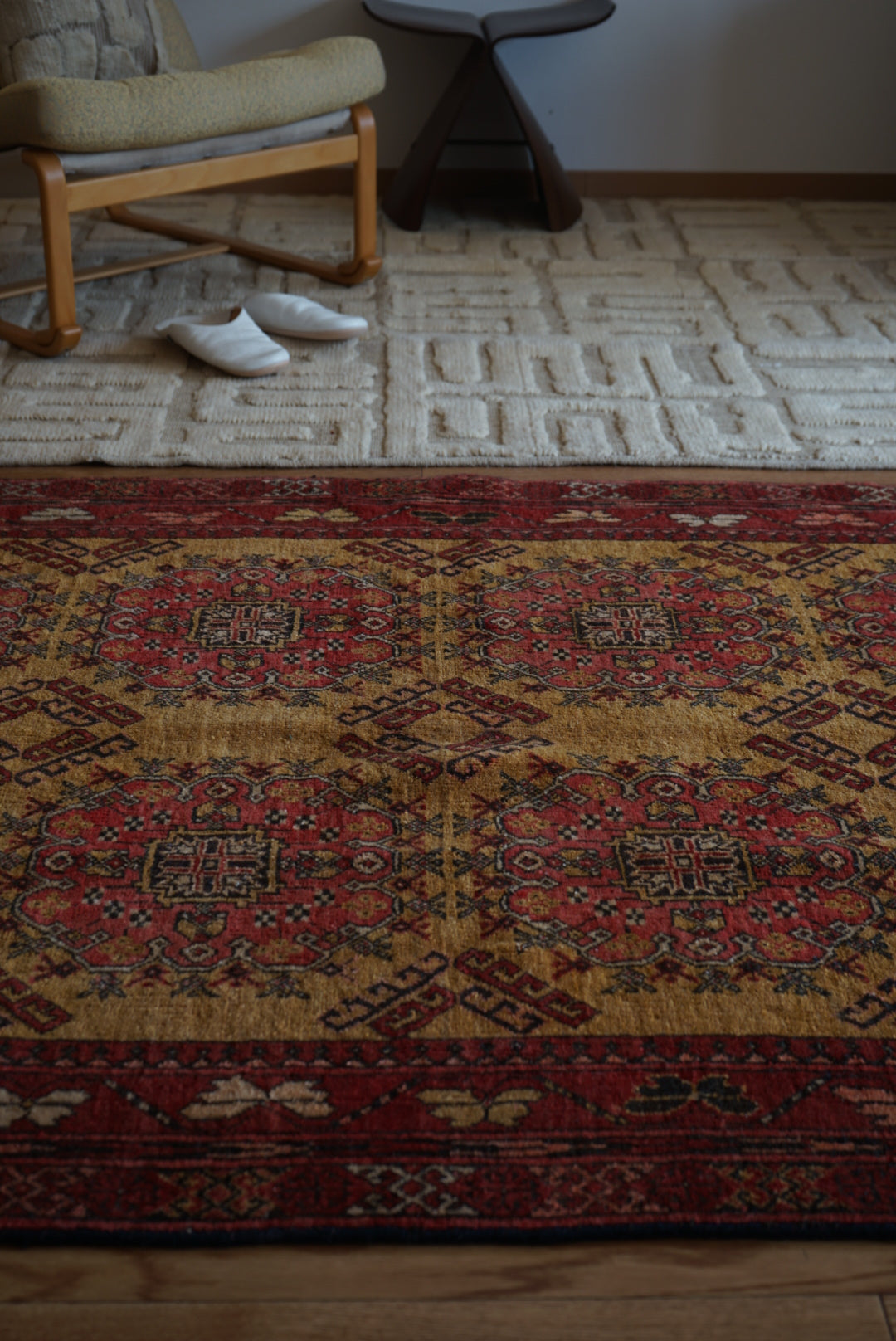 Afghanistan Old Turkmen Yellow Mustard 1950年代 188 × 123 cm No.AF2520