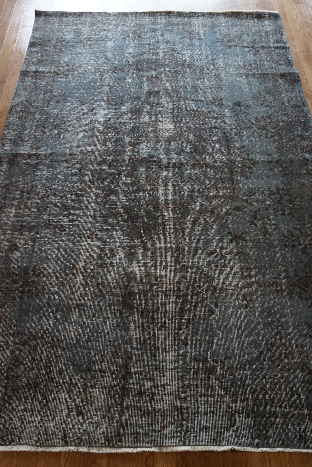 Türkiye Old Isparta Medallion Overdye Blue Glay , Brown 1970年代 250 × 161 cm No.TR25495 / 国内送料無料