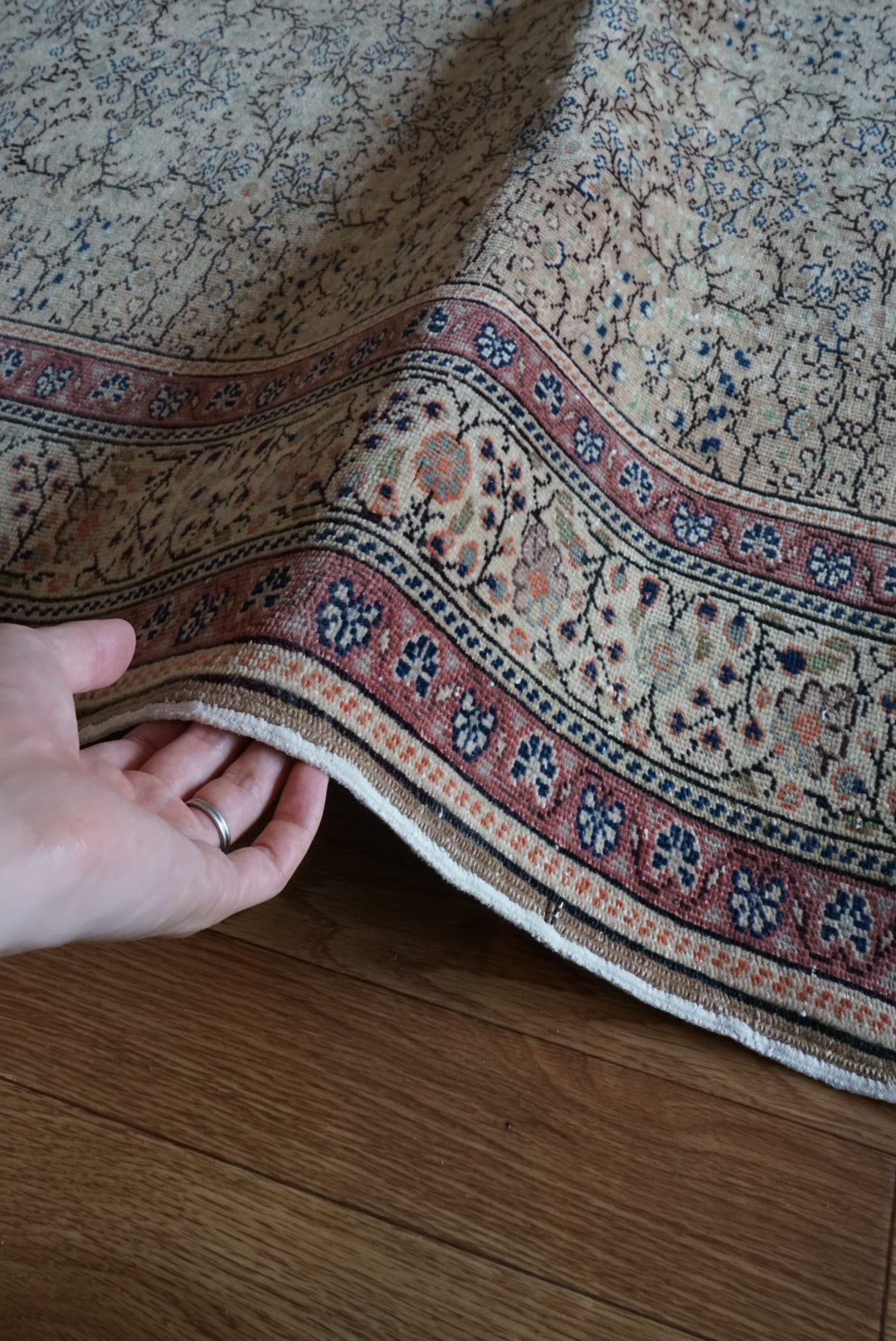 Türkiye Old Kayseri Beige , Rose 1960年代 218 × 150 cm No.TR25494 / 国内送料無料