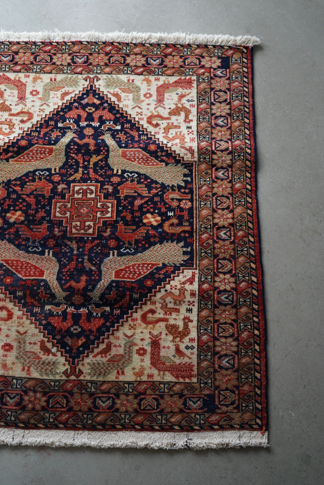 店頭販売 IRAN ANTIQUE KHORASAN KORMANJI 1880年代 85.5×72cm