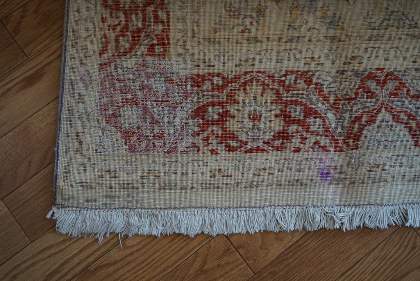 Türkiye Old Anatoria Beige , Red 1960年代 222 × 136 cm No.TR25551 / 国内送料無料・羊毛手織り絨毯