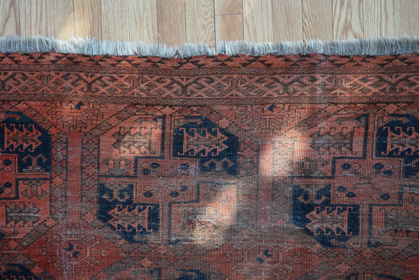 店頭販売 Afghanistan Old Turkmen Slaiman Brick Red 1900年代 301 × 202 cm  No.AF2540 / 国内送料無料・羊毛手織り絨毯
