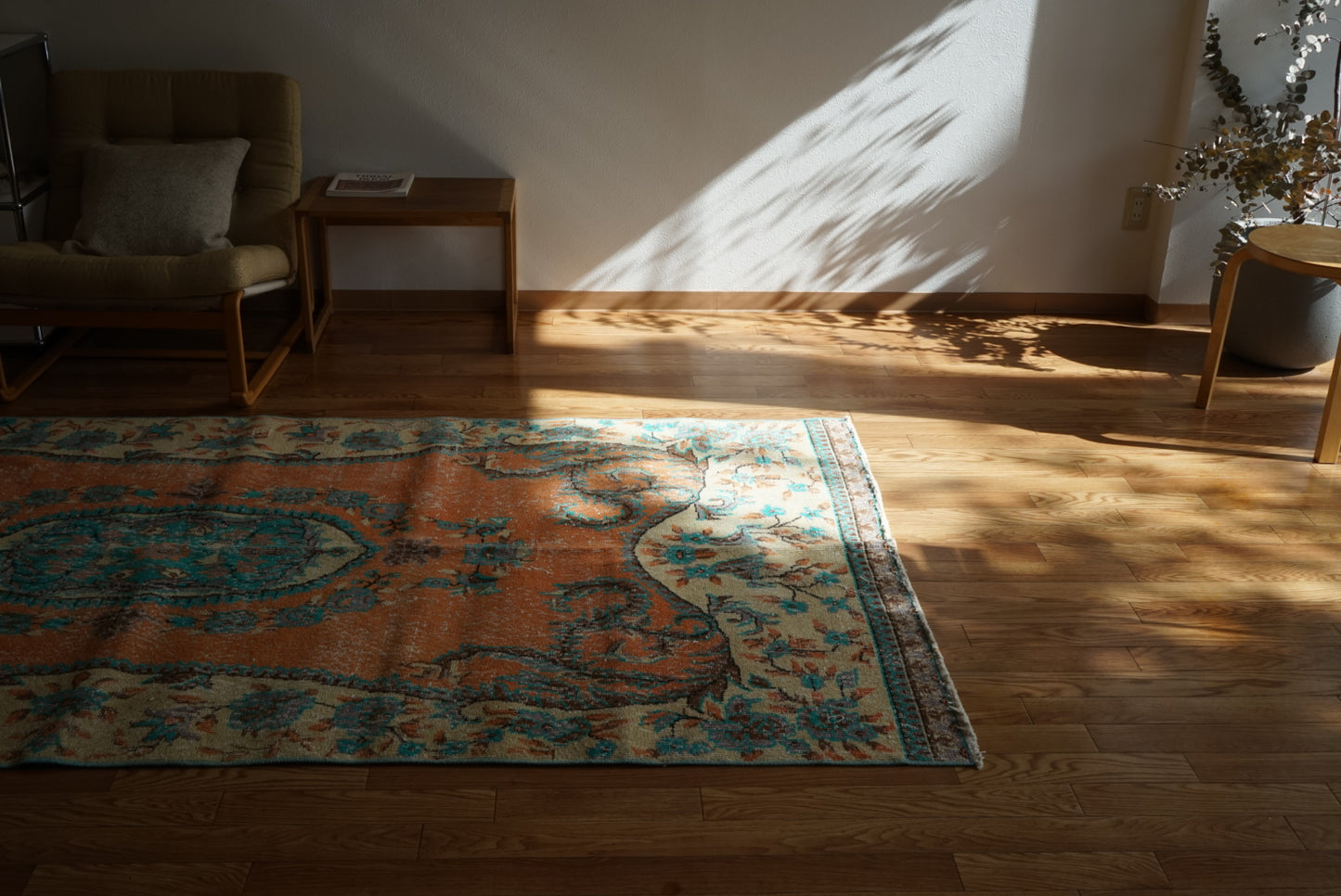 Türkiye Old Isparta Orange , Beige , Blue 1970年代 278 × 130.5 cm No.TR25503 / 国内送料無料