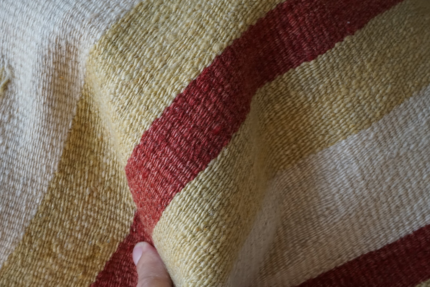 Türkiye Old Kilim Cushion Cover Mix Stripe Red , Mastard , Beige 45 × 44 cm No.TR25461