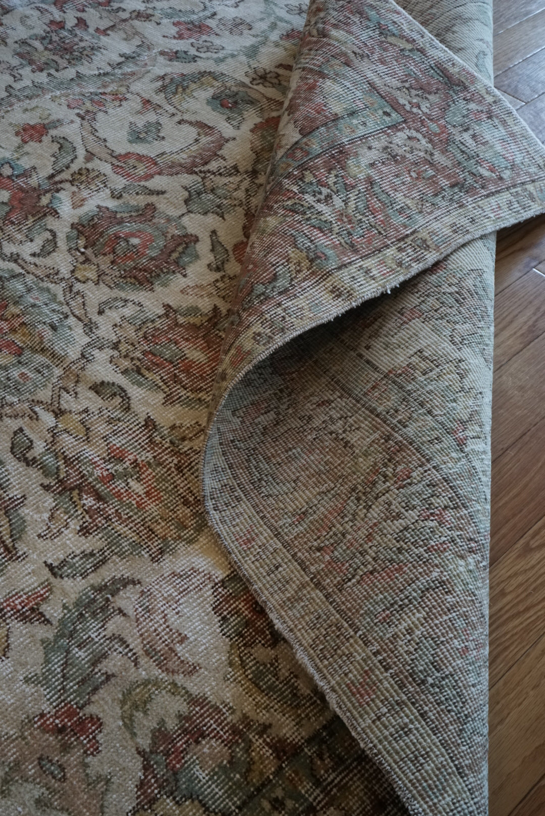 Türkiye Old Isparta Medallion Beige , Green , Rose Red 1960年代 231 × 165 cm No.TR25477 / 国内送料無料