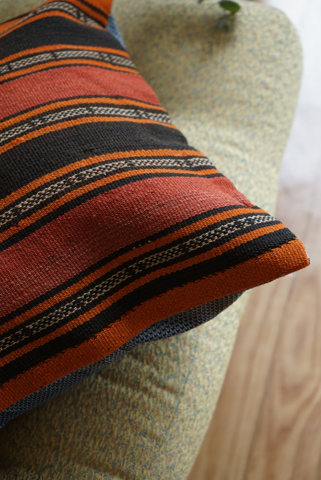Türkiye Old Kilim Cushion Cover Stripe Red , Orange , Black 40 × 40 cm No.TR25440