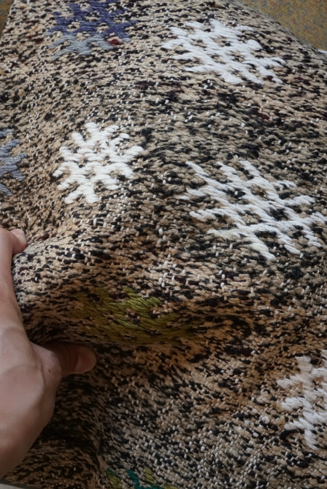 Türkiye Old Kilim Cushion Cover Mix Color Beige , Black , Charm Design 47 × 46 cm No.TR25465