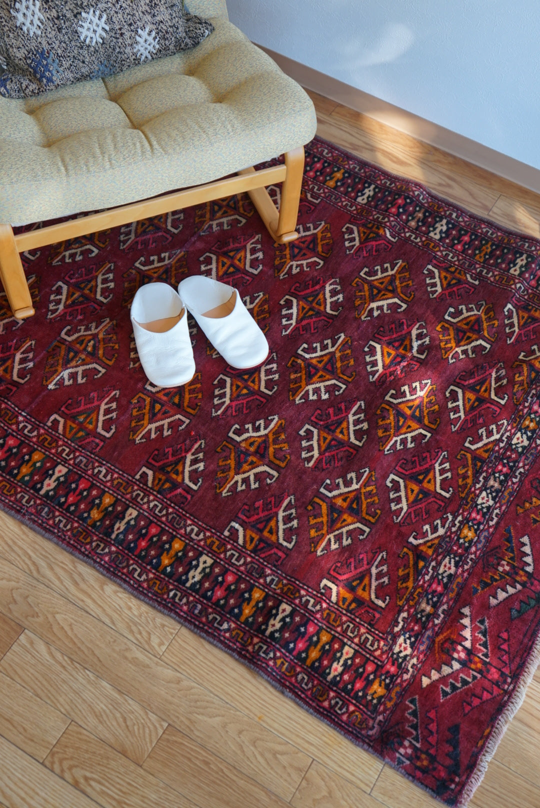 Afghanistan Old Turkmen Yamut Wine Red 1960年代 195 × 112 cm  No.AF2539 / 国内送料無料・羊毛手織り絨毯