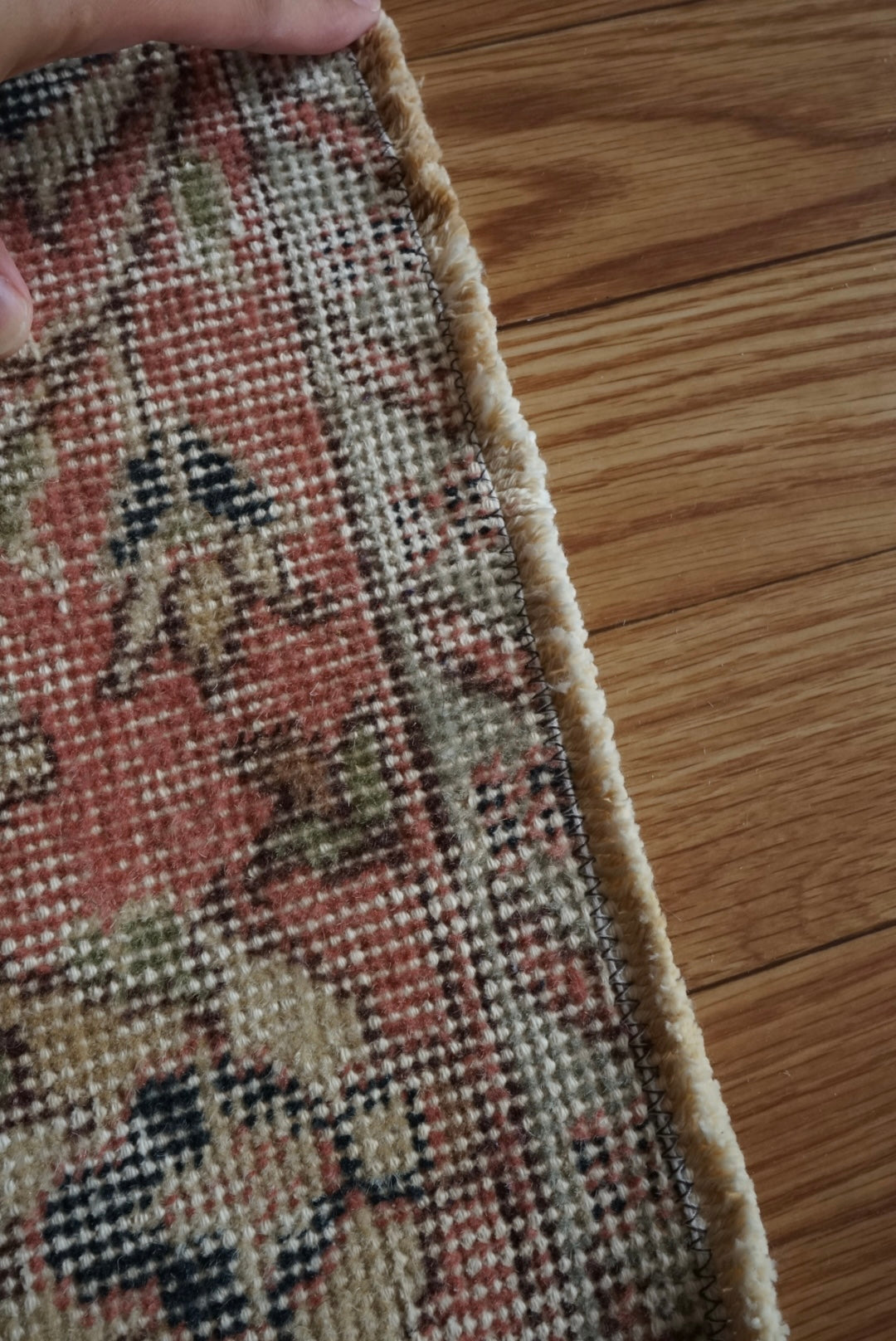 Türkiye Old Isparta Floral Pink , Beige 1970年代 250 × 154 cm No.TR25496 / 国内送料無料