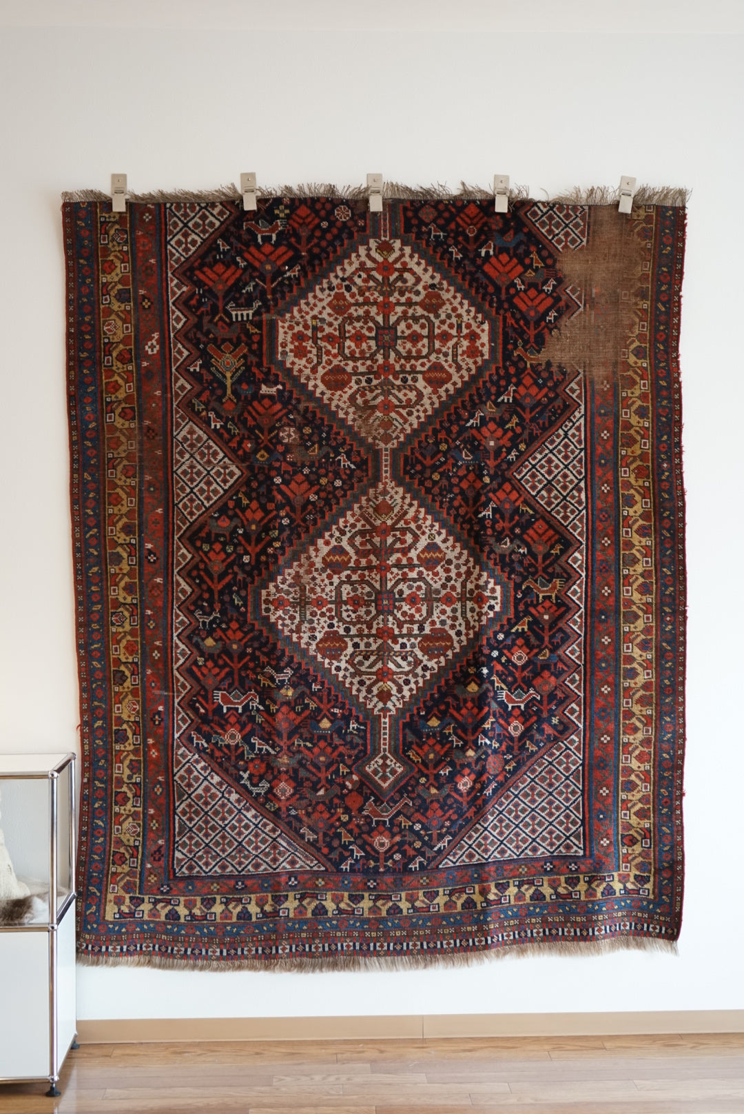 店頭販売 IRAN ANTIQUE SHIRAZ KHAMSEH BAHARLO 1820-1840年代 191 × 155 cm