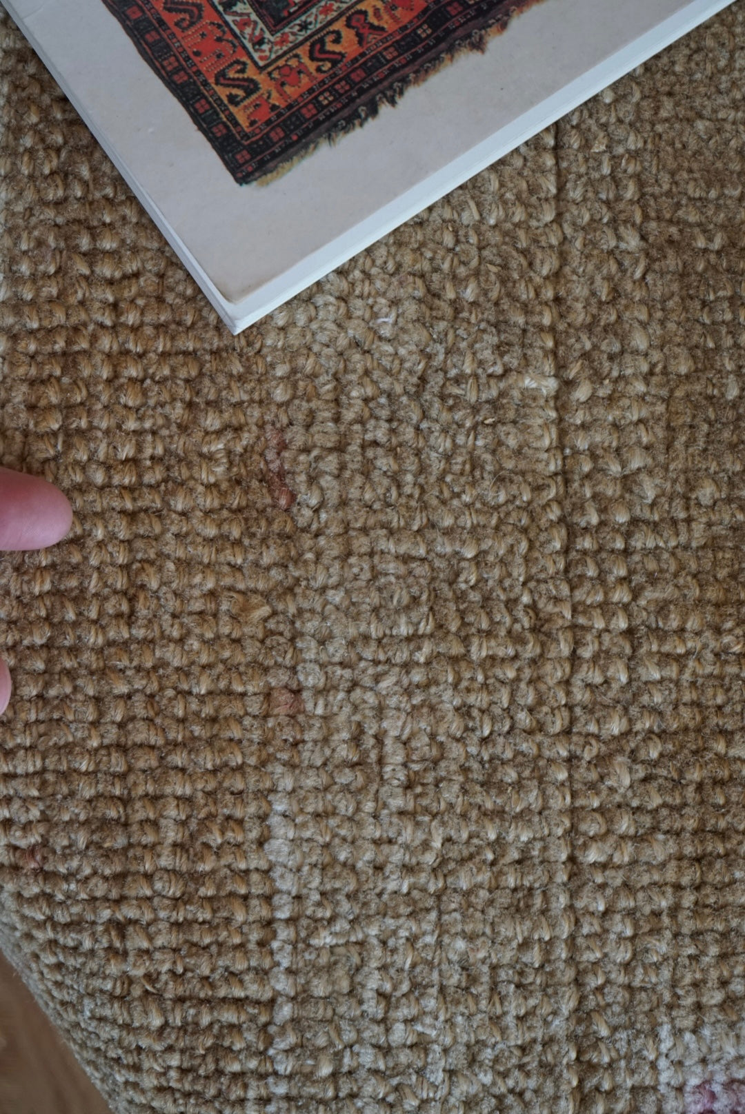 Türkiye Vintage Oushak Beige , Pink ,1989年代 69.5 × 58 cm No.TR25512 / 国内送料無料・羊毛手織り絨毯